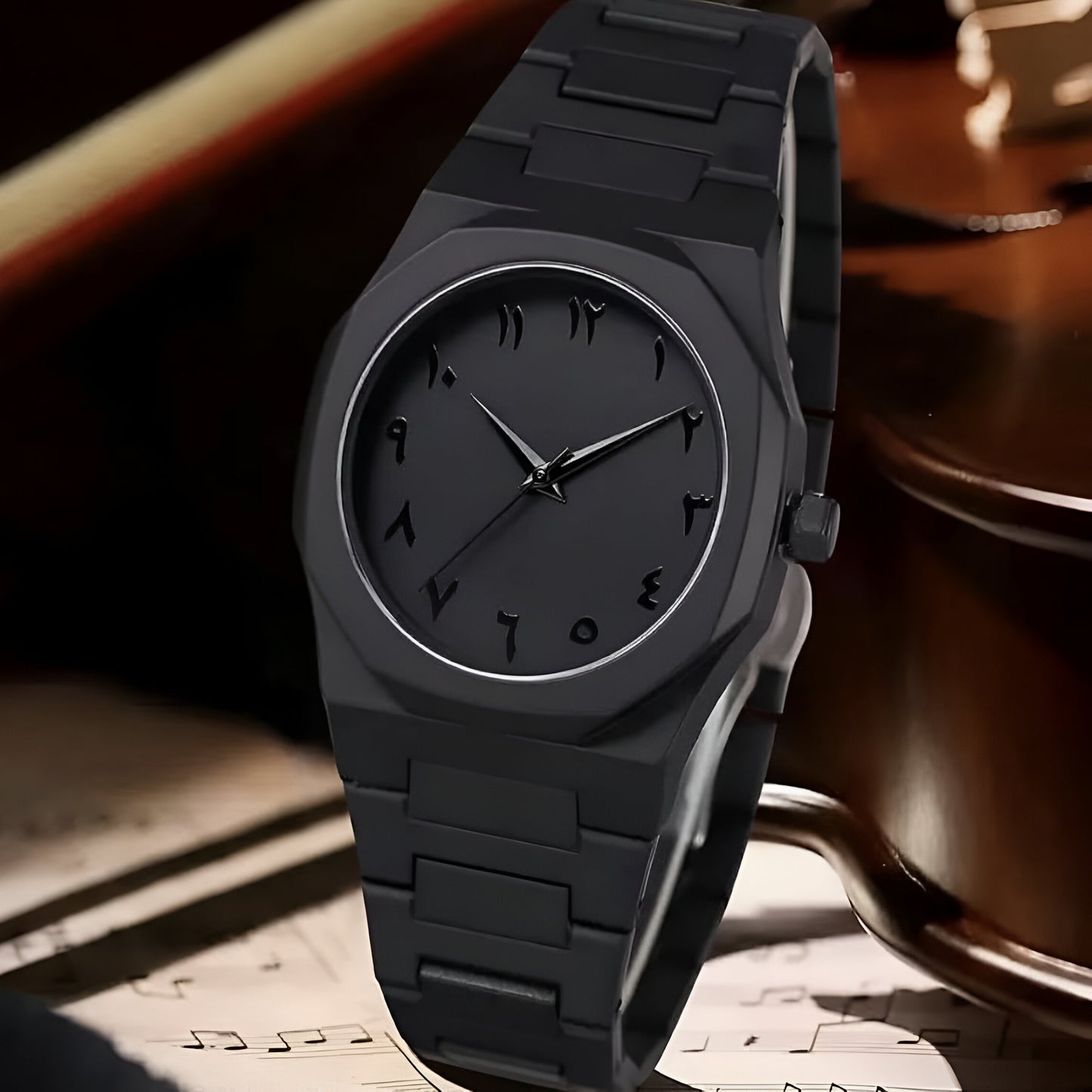 Black Aura – Arabic Numeral Matte Watch by Aesthifire ™