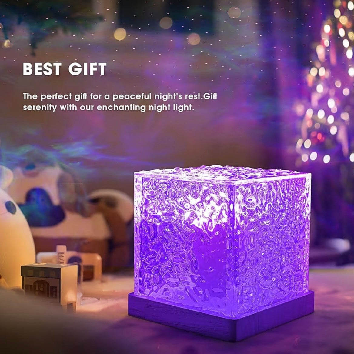 Ocean Wave LED Lamp – Rotating Water Ripple Projector, 16 Colors