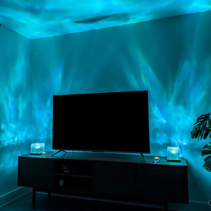 Ocean Wave LED Lamp – Rotating Water Ripple Projector, 16 Colors