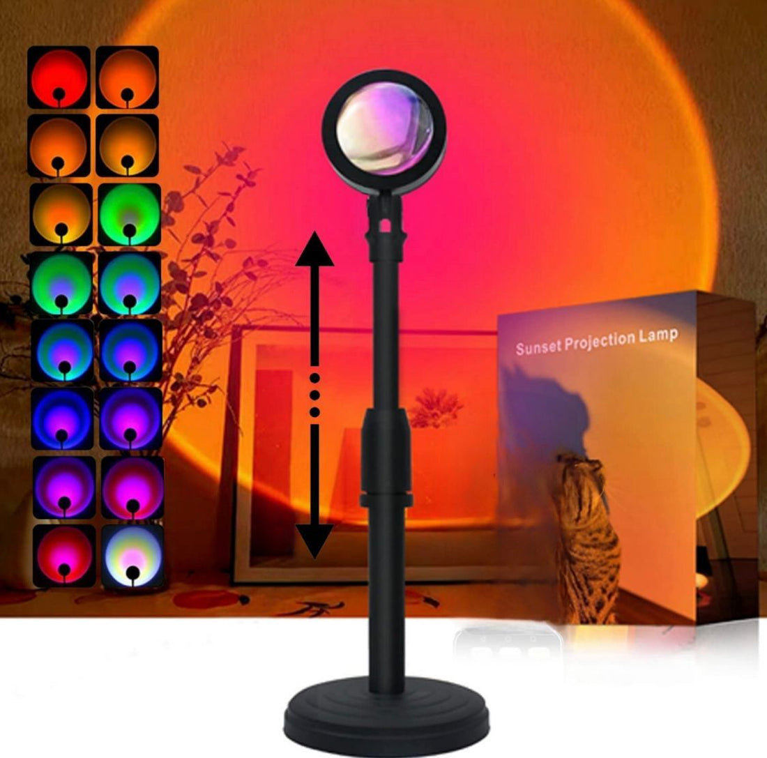 Aurora Sunset Projector – 180° Adjustable Halo Lamp with 16 Ambient Colors